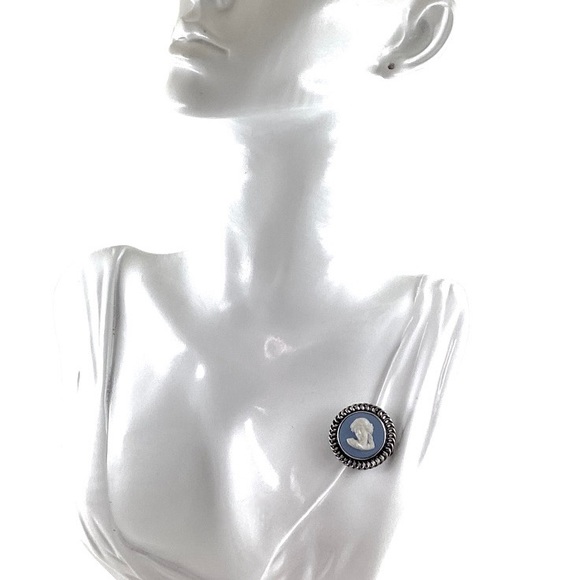 SOLD❤️ 1950’s  John L. Lauritzen Denmark Brooch Pendant Wedgwood Blue Cameo 925 - Picture 9 of 12